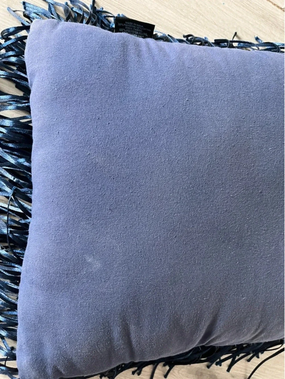 Cynthia Rowley Metallic Navy Blue Fringe Square Pillow Insert 16” Decor